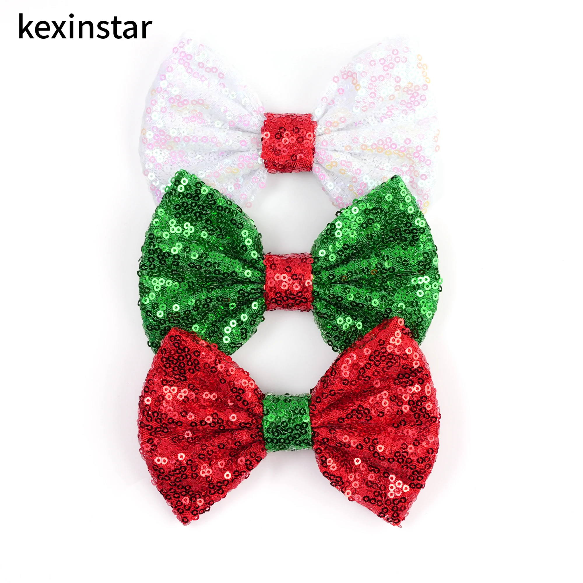 Kexinstar 20pcs/lot 5''Big Sequins Hair Bow With/Without Clip Girls Bow Hairband DIY Accessories Party Headwear Bow Decoration