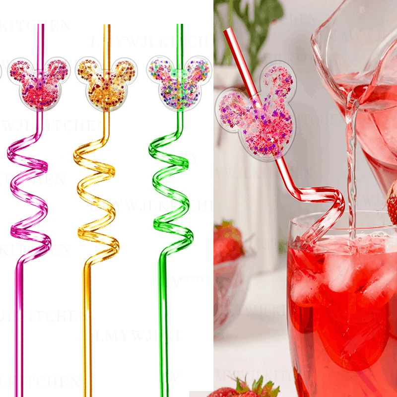 Disney Mickey Mouse Drinking Straws Birthday Party Supplies Cartoon Mickey Kid Straws