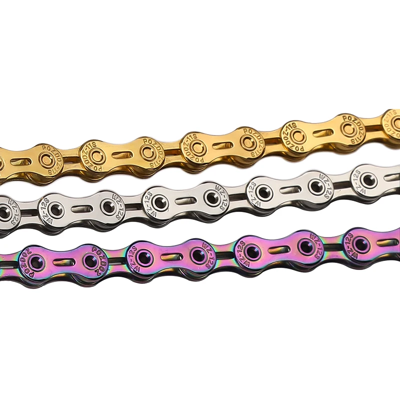 POZDOZ 8 9 10 11 12 Speed Bicycle Chain Gold Silver Half/Full Hollow Ultralight 116L 10s 11s 12s MTB Road Bike Chains Parts