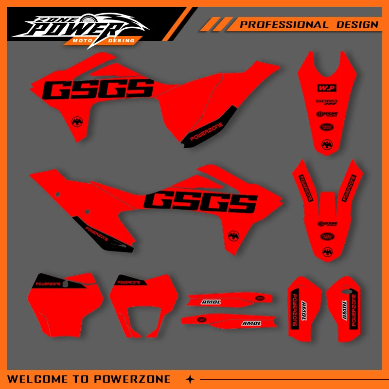 

POWERZONE мотокросс команда графический фон наклейки наборы наклеек для GASGAS 2021 2022 2023 EC 200 250 300 индивидуальный номер 03