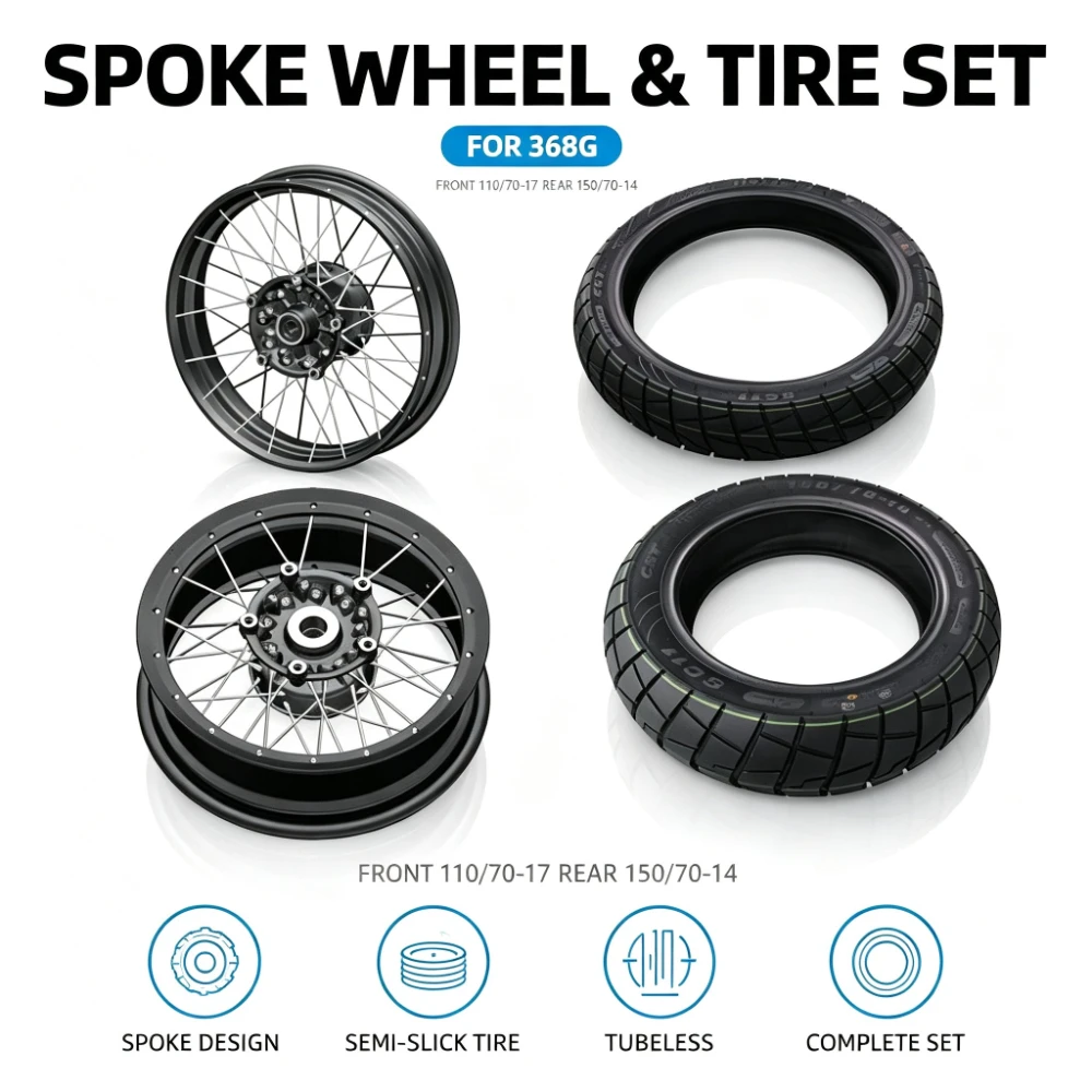 For 368G front and rear vacuum tires vacuum spoke wheels wheel hubs 150/110/70-17 semi hot melt tires motorcycle accessories