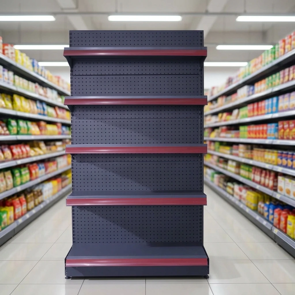 High Load Bearing Custom Punch Back Panel End Display Rack Detachable Gondola End Cap Shelf For Small Retail Shop