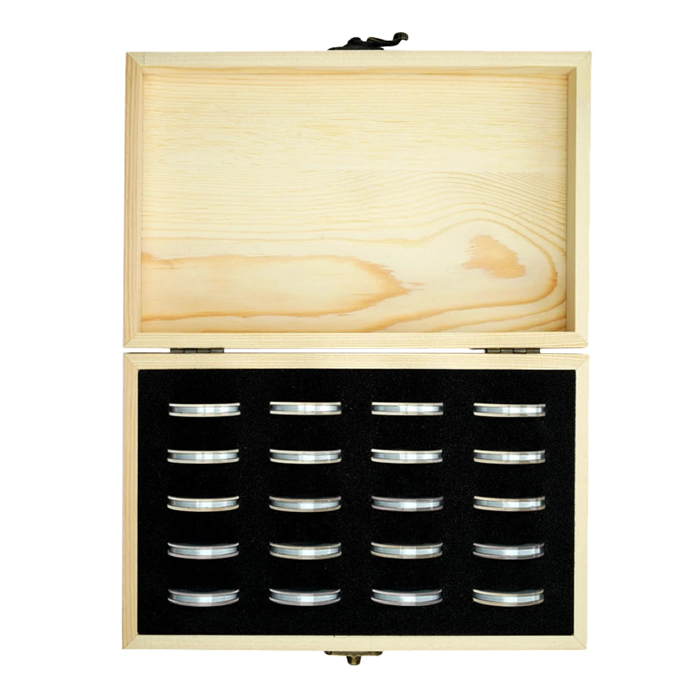 Delicate Wooden 20 Commemorative Coin Protective Box Prcatical Coin Collection Case for 18/21/25/27/30mm Coin