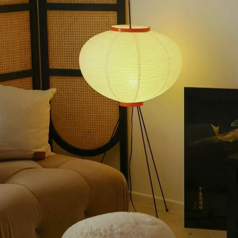Wabi Sabi Noguchi Akari اليابانية ورق الأرز مصباح أرضي خمر أضواء قائمة غرفة نوم غرفة المعيشة السرير ديكورات منزلية