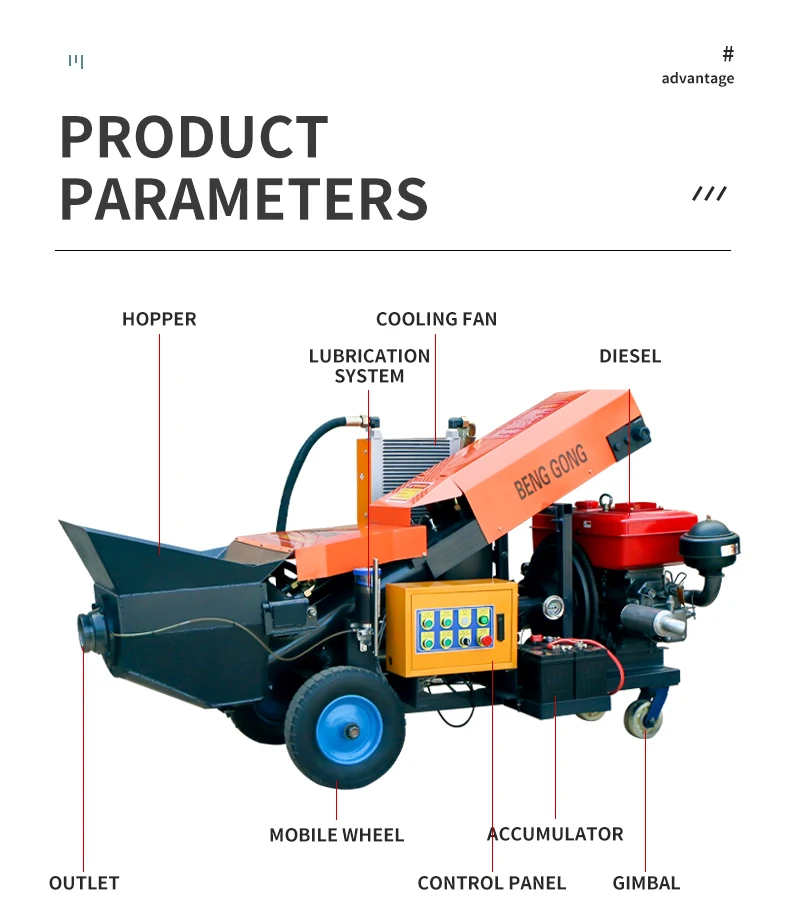 عالية الجودة الديزل المحمولة الاسمنت مقطورة مضخة الخرسانة البناء مضخات الخرسانة محرك المحرك تحمل الأساسية للبيع