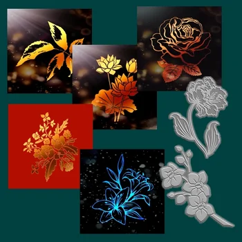2023 핫 포일 플레이트 꽃 잎 러브 릴리 로즈 크리스마스 할로윈 스크랩북 프레임 카드 공예, 스탬프 금속 절단 다이 없음