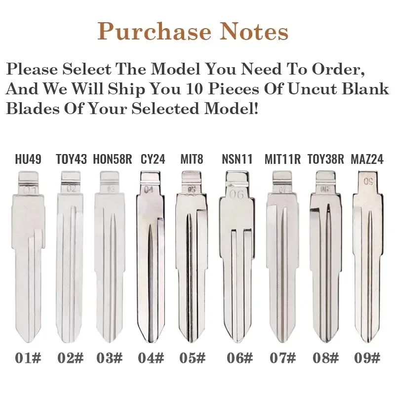 10Pcs For KD Xhorse VVDI KeyDiy JMD Universal Uncut Remote Flip Car Key Blank Blade For VW Toyota Jeep Chrysler Honda Kia Nissan