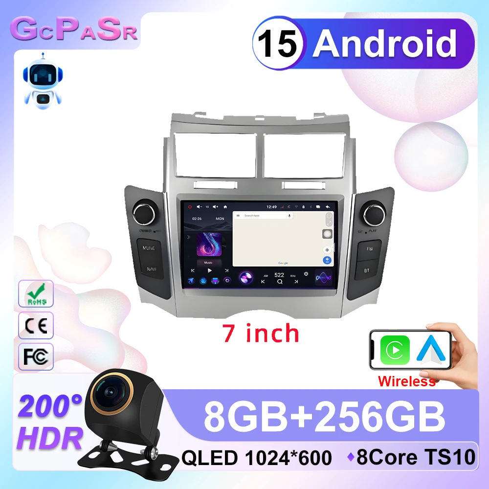 Radio Android para Auto Toyota Yaris XP90 Vitz Platz 2005-2009 2010 2011 2012 GPS Navegación Estéreo CarPlay Reproductor Multimedia para Auto