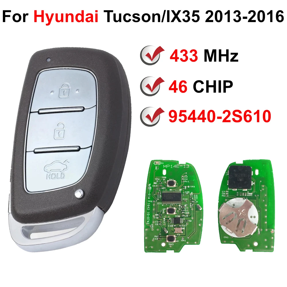 3 Button PCF7945A 46 Chip 95440-2S610 95440-2S600 433Mhz Remote Smart Car Key For Hyundai IX35 2013 2014 2015 2016