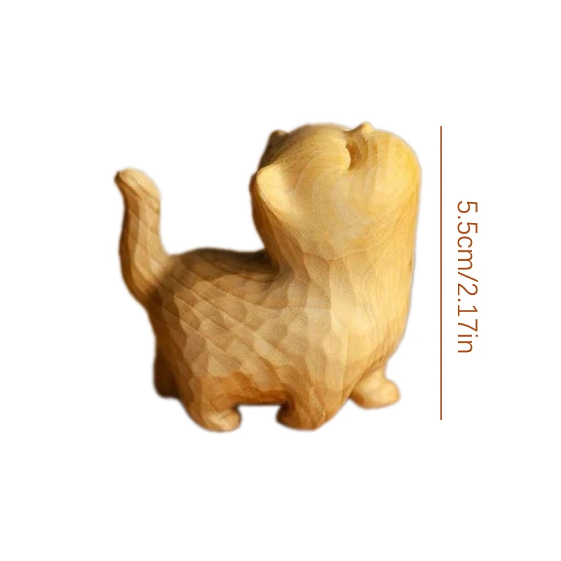 Estatuilla de Animal de gato de madera hecha a mano pequeña, escultura de gato tallada, estatua, estatuilla en miniatura, artesanías, 6 tipos