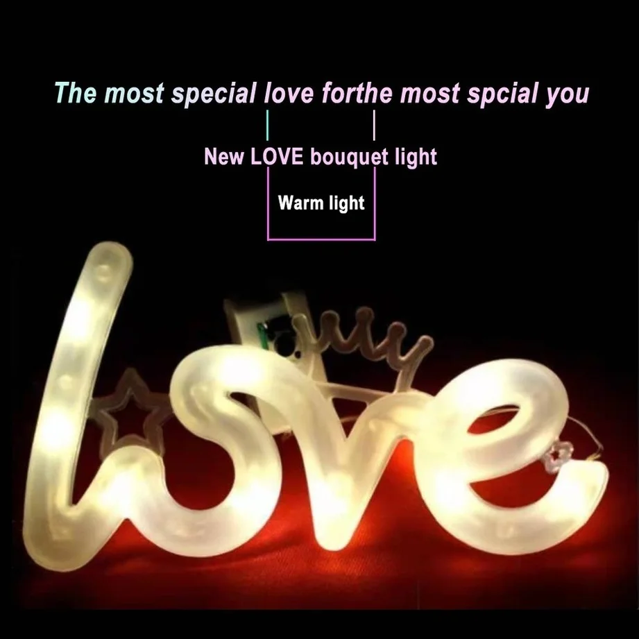 LED Luminous LOVE Lamp Romantic Confession Night Lights Happy Birthday Wedding Valentine Decoration Lamp Festive Party Supplies