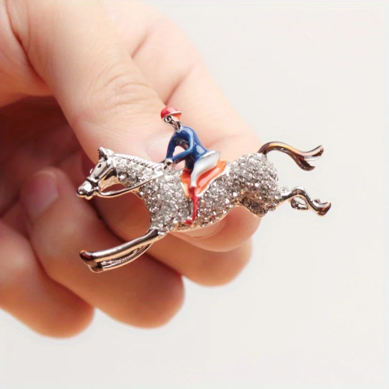 Elegant Temperament Cute Horse Riding Little Man Brooch Unisex Jewelry Fashion Pin Gift