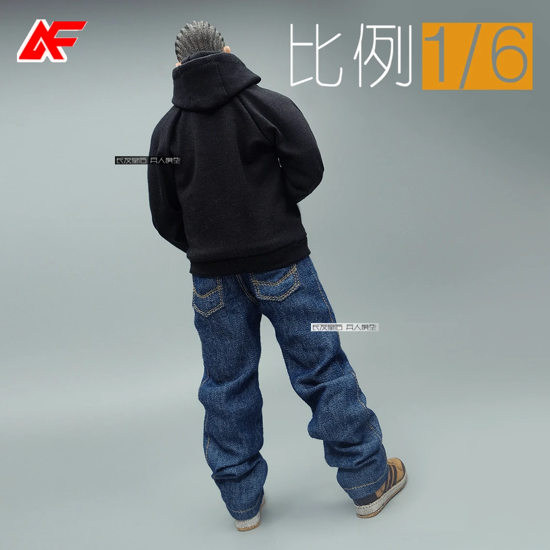 1/6 Scale Black Hoodie Jeans Loose Pants Clothes Fit For 12'' TBLeague PH JO Male Action Figure Body Dolls