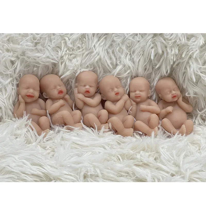 6 sztuk/zestaw 3 Cal Reborn Baby całe ciało silikonowe lalki Reborn Doll bardzo miękkie w dotyku antystresowe lalki