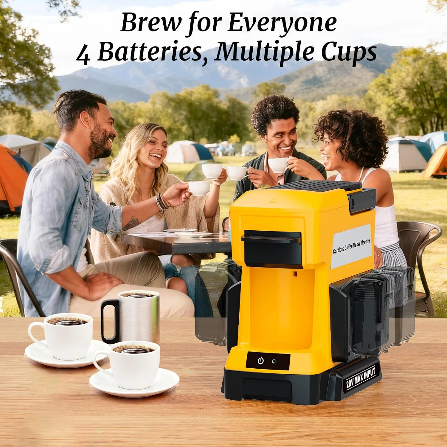 Portable Cordless Coffee Maker For DW 20V MAX Battery 3 Brewing Modes Drip Coffee Machine For Camping Jobsite Tool Only
