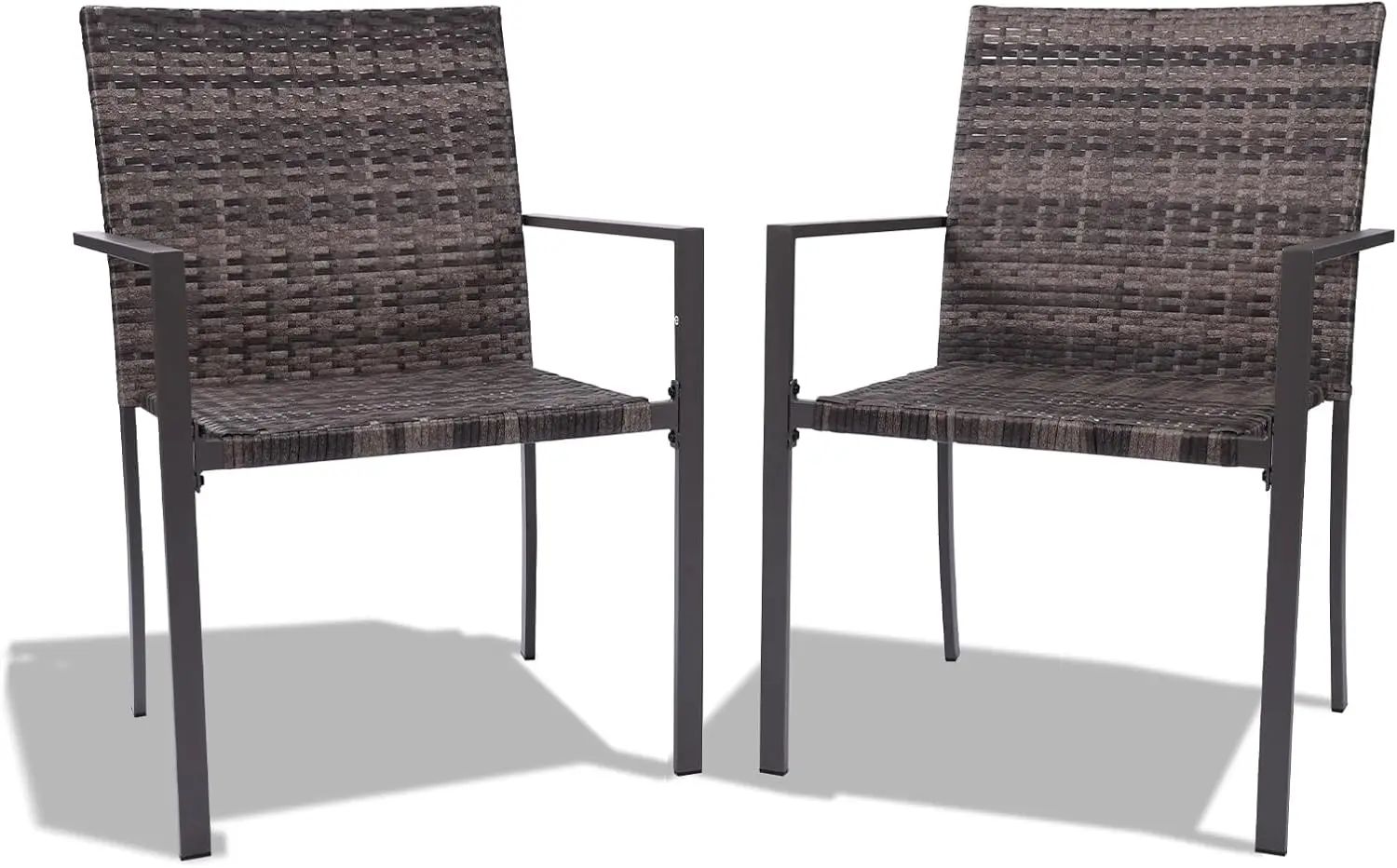 Patio Chairs Outdoor Set  Stackable All-Weather Resistant Rattan Wicker Chairs, Deck Chair for Porch, Balcony, Backyard, Garden