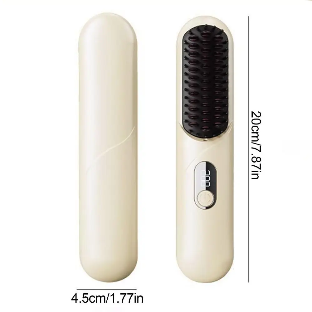 New Wireless Hair Straightener 4 Temp Settings Rechargeable Straight Hair Comb Mini LCD Display Straightening Comb