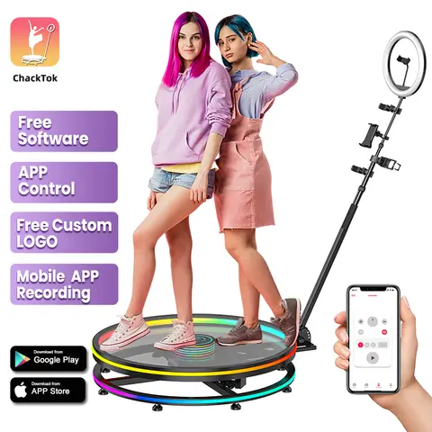 Machine automatique de cabine de caméra de rotation, personnalisation de photomaton, lumières de photographie pour des parties, logo de logiciel, 360, 360