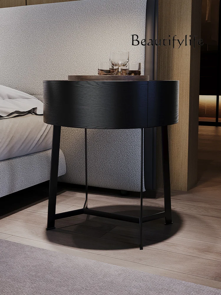 

Italian Light Luxury Bedside Table Simple Modern Bedroom Furniture Bedside Table Designer round Table