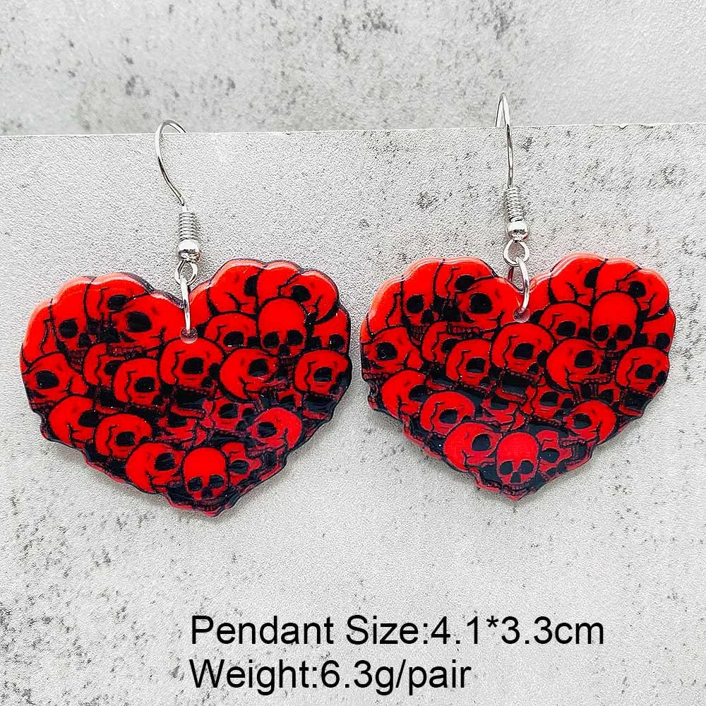 New Valentine\'s Day Jewelry Horror Love Ghost Cow Head Acrylic Earrings for Women Valentine\'s Day Gift