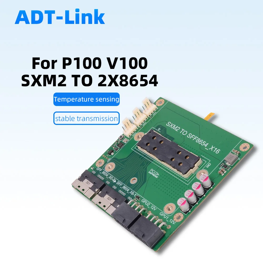 

SXM2 To SFF-8654 Adapter Riser Card Board for Nvidia P100 V100 GPU Graphics Card Server Automatic Fan Control Management Cooler