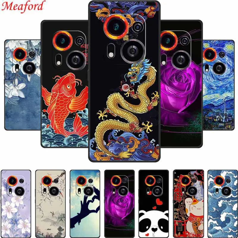 3D Emboss Case For Tecno Phantom X2 Pro Spark Go 2023 Pop 7 Pro Pova 5 Pro Neo 3 Black Silicone Soft Back Cover Phone Case Funda