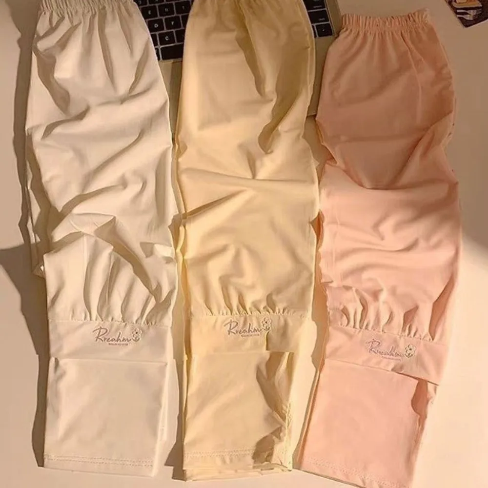 ดอกไม้ปักยาวผ้าไหมน้ําแข็งแขนหลวมยืดหยุ่นครีมกันแดดแขนครอบคลุมแขนป้องกันบางถุงมือขี่จักรยานขับรถ