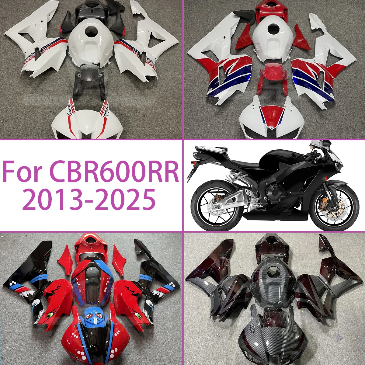 For Honda 2013-2025 CBR600RR Motorcycle Bodywork Set Carbon Fiber Effect Replacement Fairing Kit 13-25 CBR 600RR
