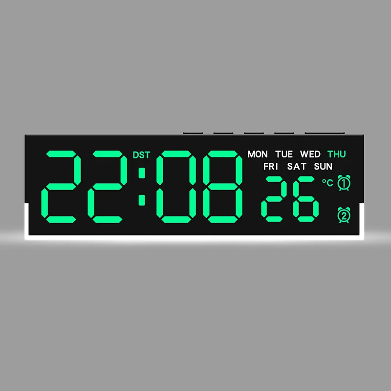 USB-aangedreven digitale wekker met wit sfeerlicht TEMP Week 2 Alarm DST Tafelklok 3 niveaus Helderheid 12/24 uur LED-klok