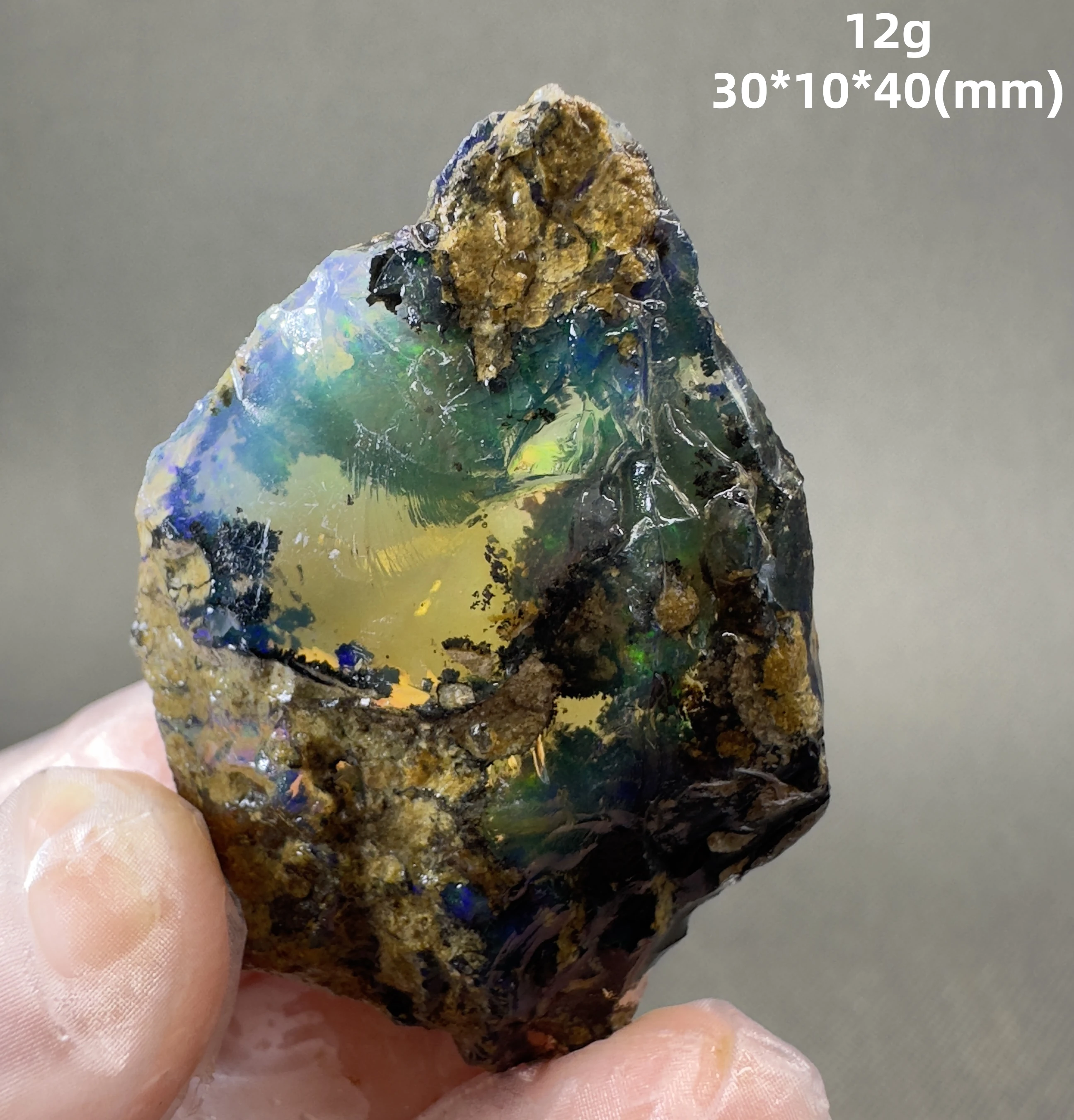 

12 g Natural rare color Ethiopia water Opal gem mineral specimen + healing quartz crystals and stones rock gemstone