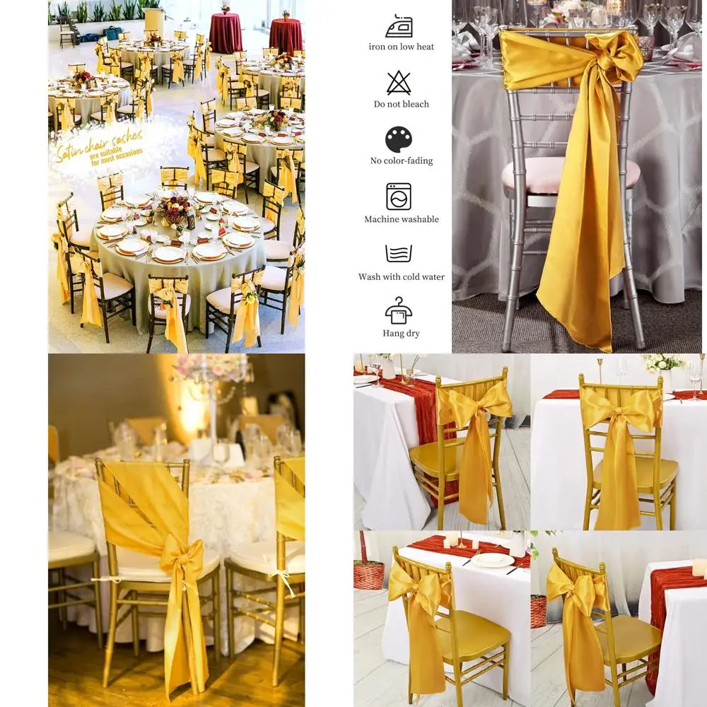 

Gold Satin Chair Bows Set of 120 for Party & Baby Shower Decor (7 x 108)