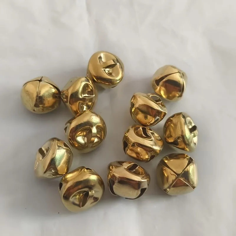 80 pcs 15mm Cross Bells, Clear Crisp Sound for Christmas Tree Decor, Small Delicate Size great for Wedding Decoration, Gold