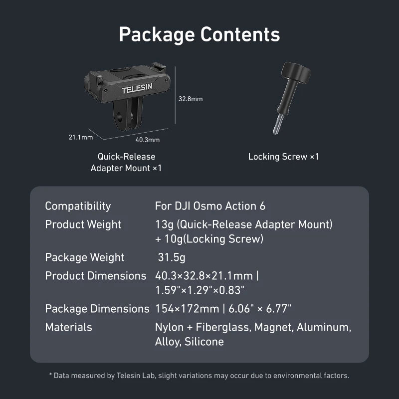 TELESIN Für DJI OSMO Action 6 Qucik Release Magnetische Zwei Klaue Adapter Halterung Zubehör Dual Klaue Schnittstelle – Detail 8