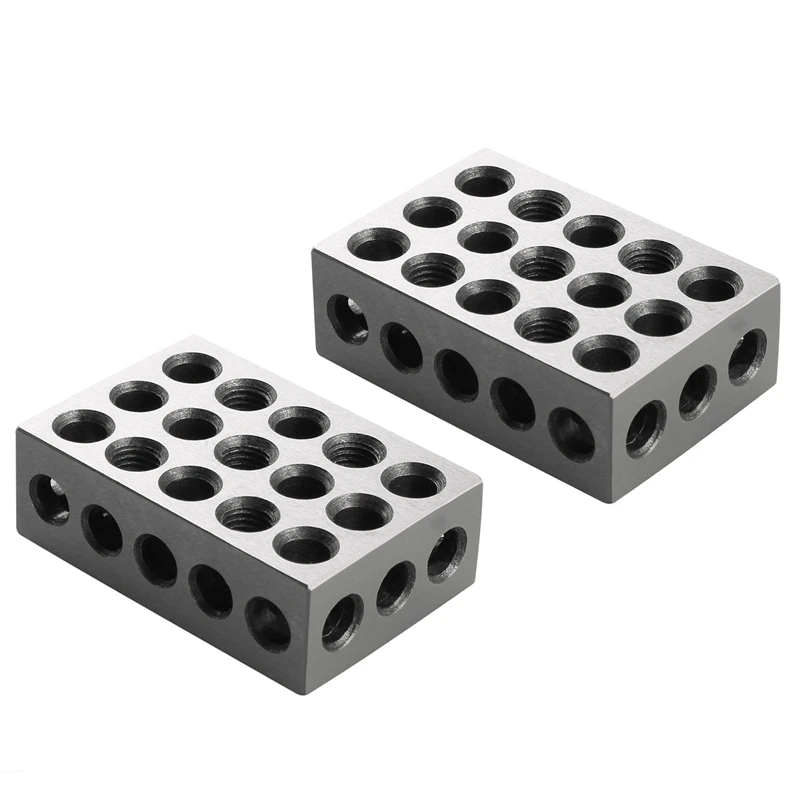 2PCS Blocks Gauge Hardened Steel Parallel Block Set 23 Holes Precision 25-50-75Mm