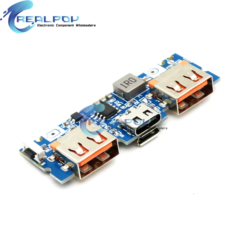 Lithium Battery Charger Board LED Dual USB 5V 2.4A Micro/Type-C USB Mobile Power Bank 18650 Charging Module