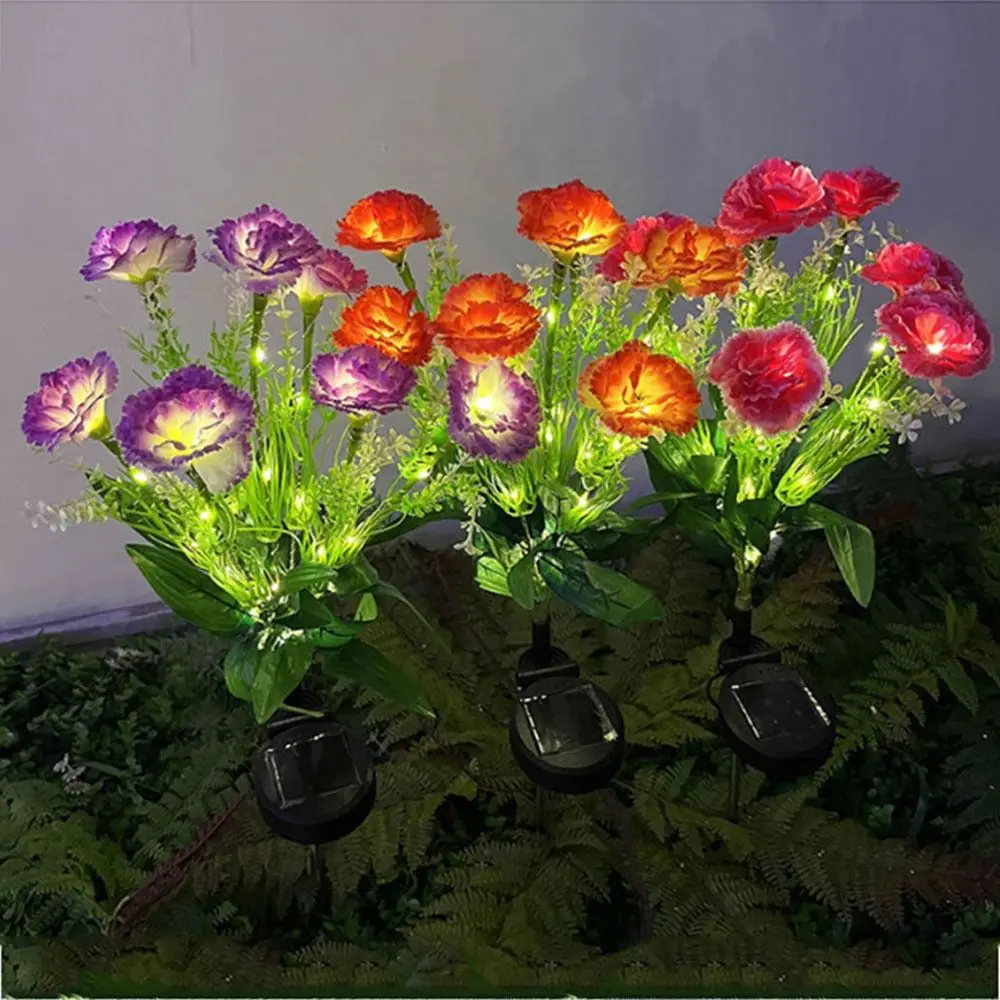7 Heads Outdoor Yard Lights Colorful Solar Powered LED Simulation Flower Lights Waterproof Simulation Flower Flower Lawn Lamp