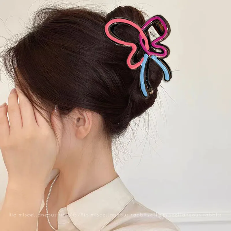 مشبك شعر بلاستيكي على شكل فراشة ملونة للنساء والفتيات، زينة شعر حلوة، عصابة رأس خلفية، مشبك شعر، إكسسوارات للشعر #4