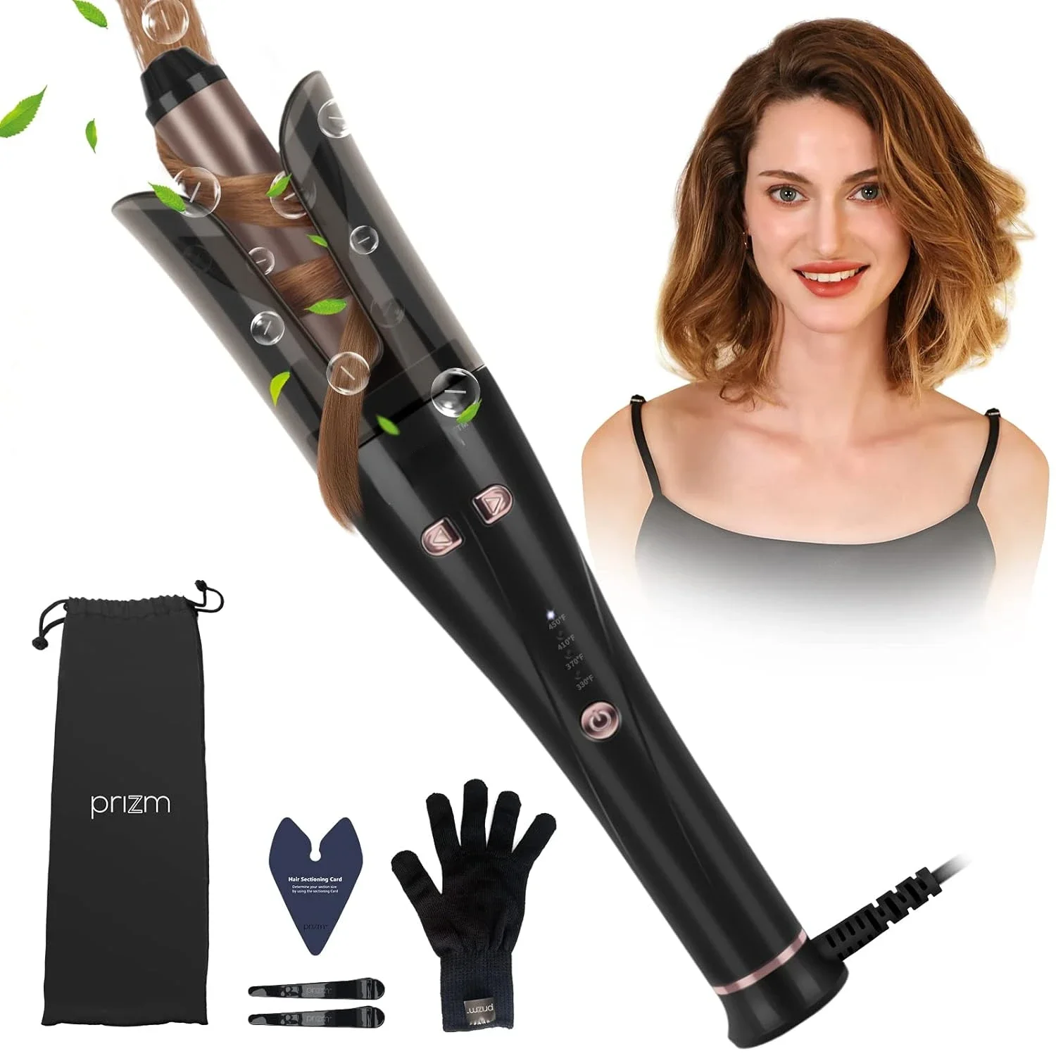 

Beginner-friendly Anti-Scald 1 Inch Rotating Curling Iron for Medium/Short/Ches Hair - Automatic Hair Curler with Wavy Curls.