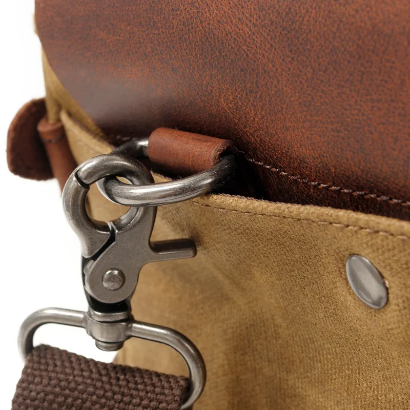 Retro oil wax canvas with wild horse leather briefcase for American and European men retro crossbody shoulder bag Retro handbag