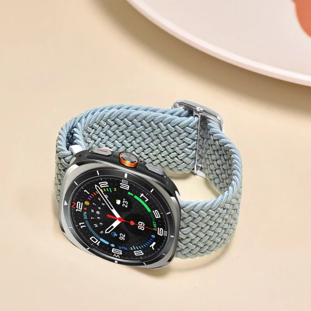 حزام مضفر لساعة سامسونج جالاكسي الترا 47 ملم إكسسوارات سوار رياضي من النايلون قابل للتعديل كوريا جالاكسي ساعة 7 حزام الترا