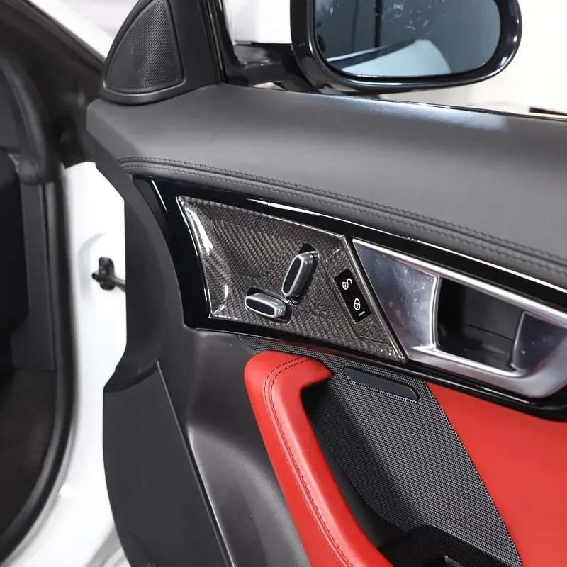 

For Jaguar F-TYPE F Tpye 2013-2024 Car Seat Adjustment Panel Cover Decorative Sticker Real Carbon Fiber Interior Accessories