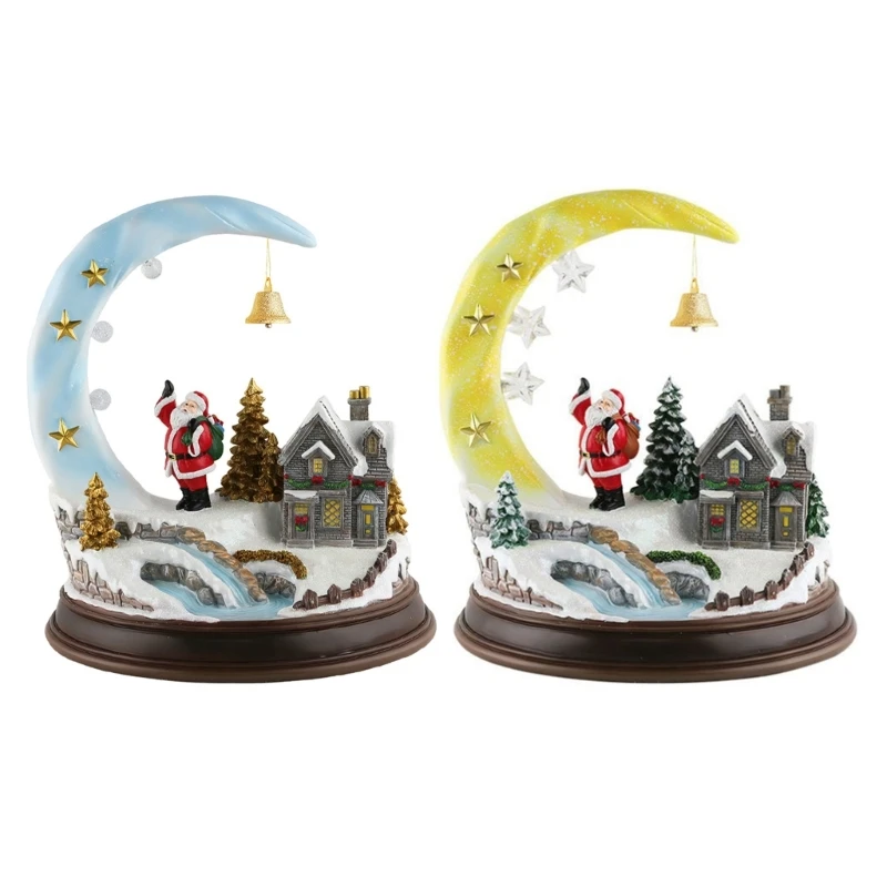 Christmas Village House Santa Moon LED Light Up Decoration Seasonal Ornament