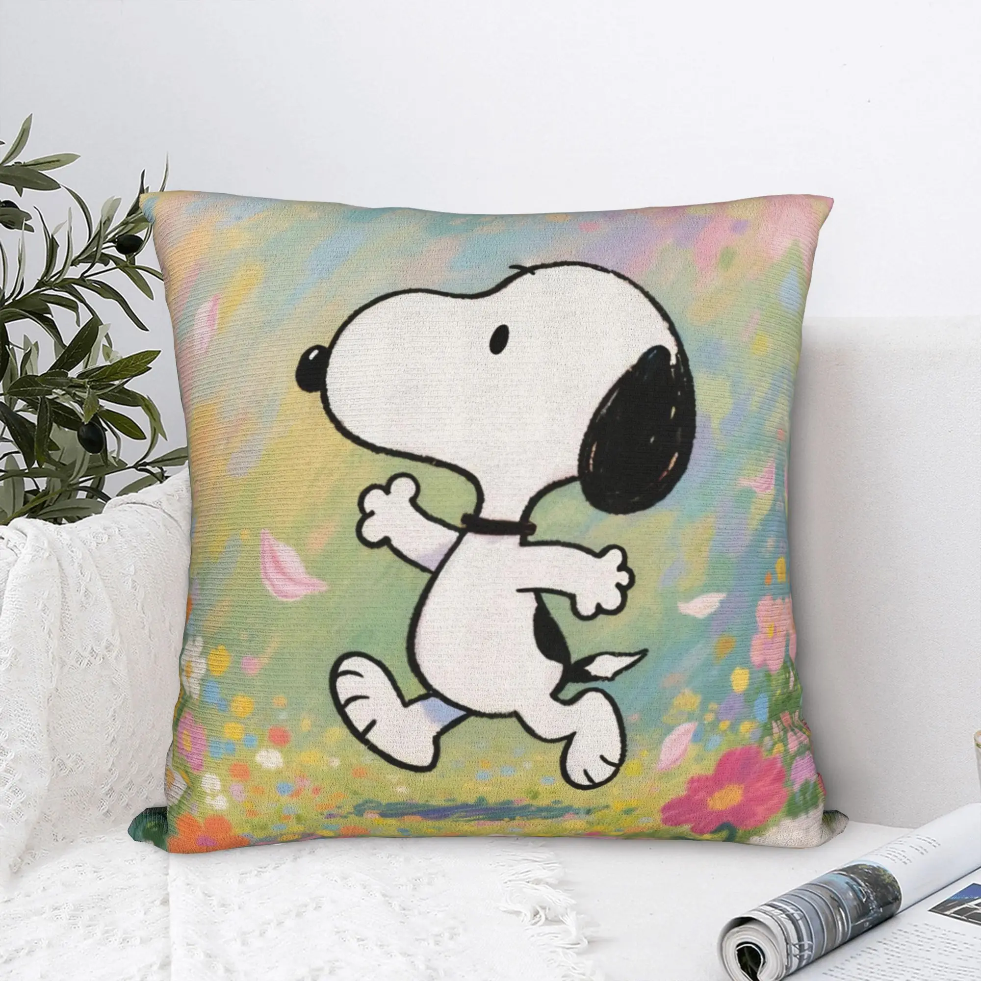 Lovely Dog S-Snoopys Square Pillow Cases  Cushion Cover Novelty Zippered Decorative Throw Pillow Case Cover for Home 40*40cm