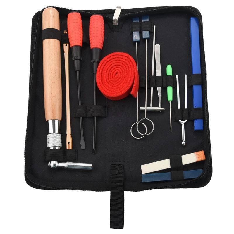 Kit de réglage de piano professionnel avec sac, ensemble d'outils d'accordeur, outil de réglage de piano, manche en bois, partenaires de réglage