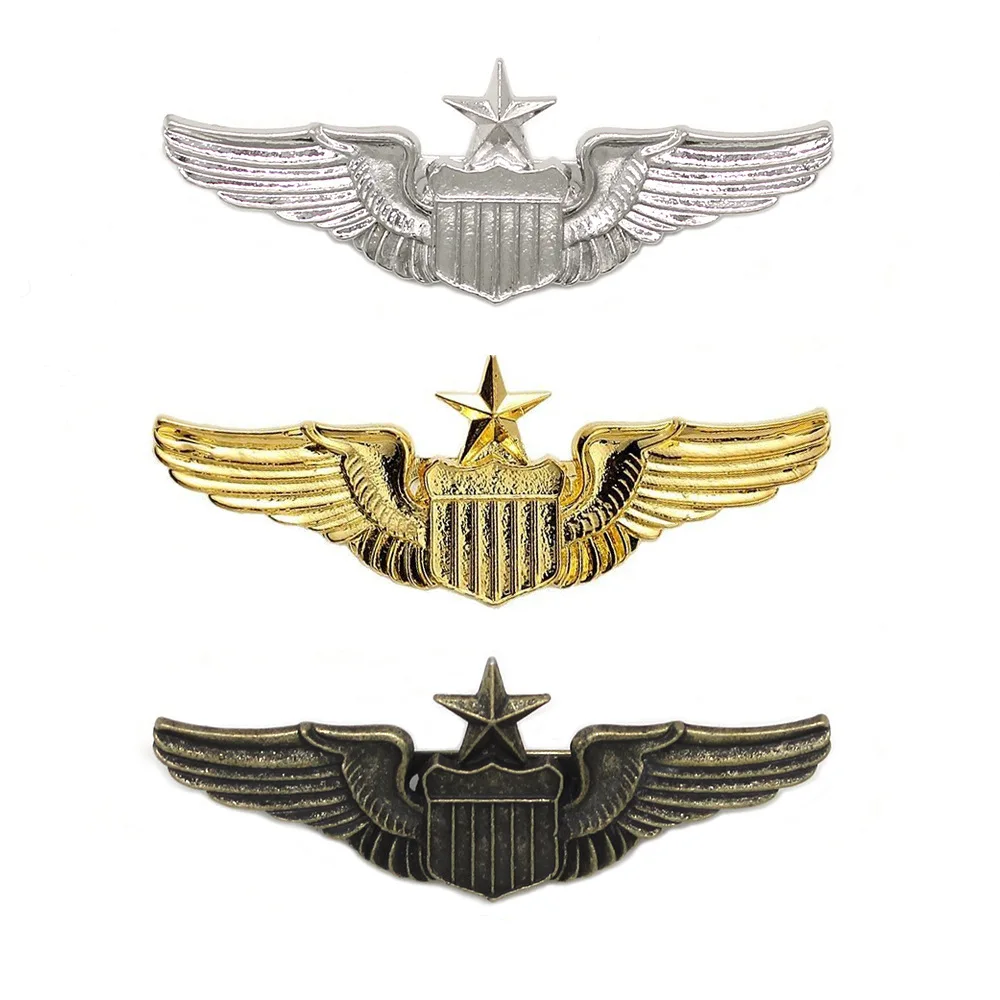 brooch pilot aviation metal badge chest badge cross-border eagle wings shoulder badge commemorative pin
