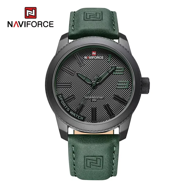 NAVIFORCE Business Luxury Mens Wristwatch 3ATM Waterproof Luminous Sport Quartz Leather Strap Male Daily Watch Relogio Masculino