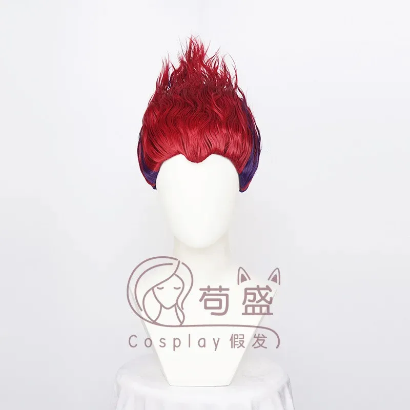 DY20NEW هنتر × هنتر عمل الشكل المفاتيح الأحمر مختلط اللون الأرجواني Hisoka فيلم التلفزيون شعر مستعار تأثيري الحرارة الألياف الاصطناعية الشعر + شعر مستعار