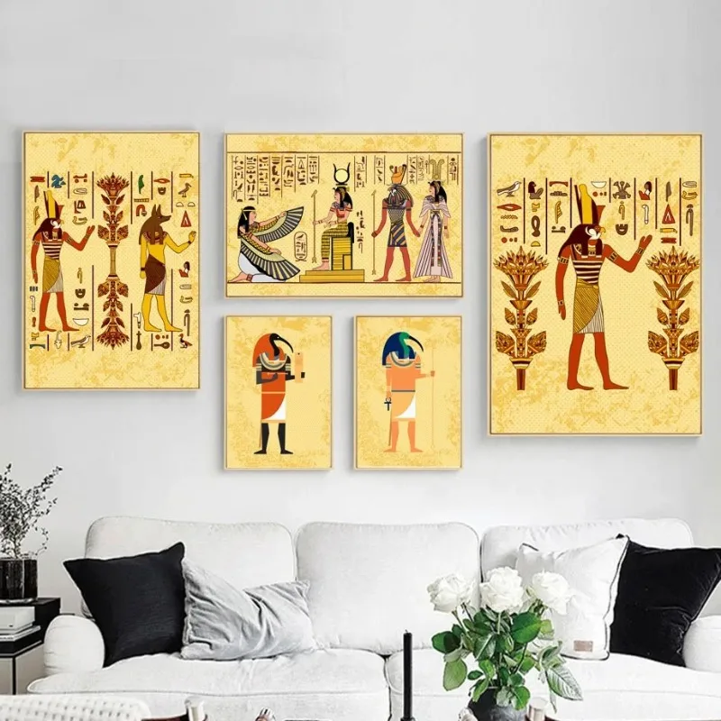 Egyptian Pyramid Mural Cleopatra Queen Wall Art Canvas Painting Nordic Posters and Prints Wall Pictures for Living Room Decor