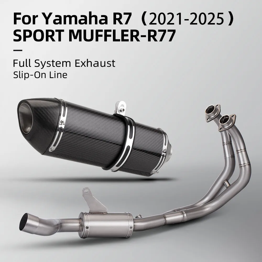 

Выхлопная система R7 для Yamaha R7 21-26, MT07, FZ07, XSR700 2014-2024, комплект мотоциклетных выхлопных труб, гоночные коллекторы, глушитель R77