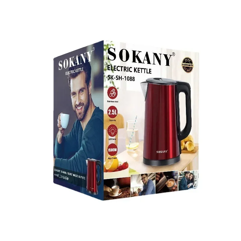 2.5 L Electric Kettles Stainless Steel Interior, Double Wall Hot Water Boiler Heater, Cool Touch Electric Teapot Heater Kettle